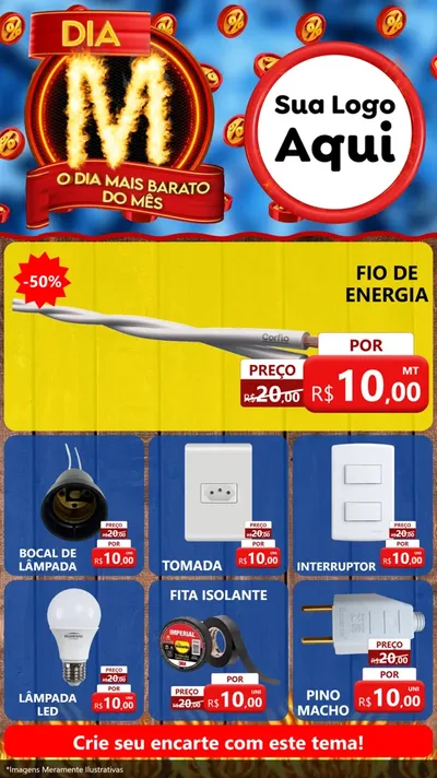 Modelo de Rede Social para Stories com o tema Dia M - O Dia Mais Barato Do Mês para Materiais Elétricos