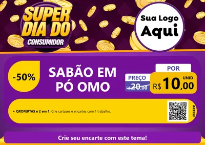 Modelo de Cartaz para Cartaz A4 Horizontal com o tema Super Dia do Consumidor para Produtos de Limpeza