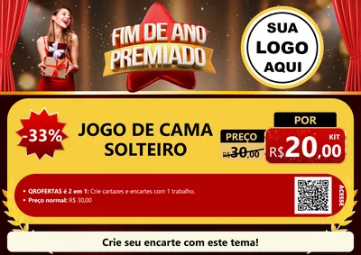 Modelo de Cartaz para Cartaz A4 Horizontal com o tema Fim de Ano Premiado para Cama, Mesa e Banho