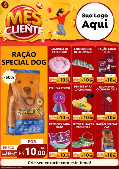 Modelo de Encarte para Encarte A4 Vertical com o tema Mês do Cliente para Pet Shop