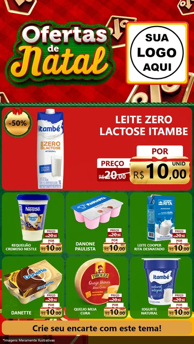 Modelo de Rede Social para Stories com o tema Ofertas de Natal para Frios e Laticínios