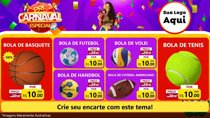 Modelo de TV para TV Horizontal com o tema Pré-Carnaval Especial para Artigos Esportivos