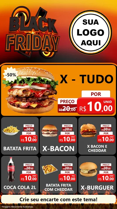 Modelo de Rede Social para Stories com o tema Black Friday para Hamburgueria