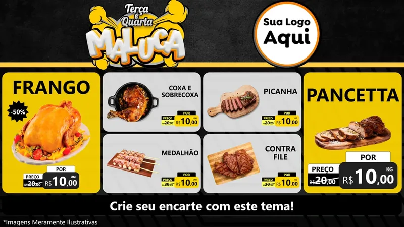 Modelo de TV para TV Horizontal com o tema Terça e Quarta Maluca para Assados