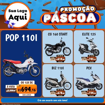 Modelo de Rede Social para Feed Facebook com o tema Promoção Páscoa para Concessionaria de Motos