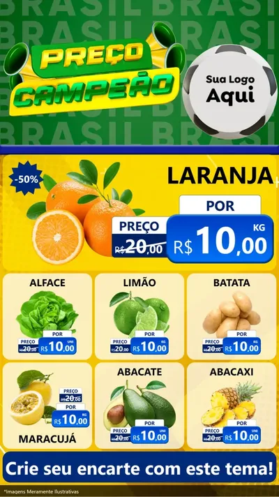 Modelo de Rede Social para Stories com o tema Preço Campeão - Copa para Hortifrúti