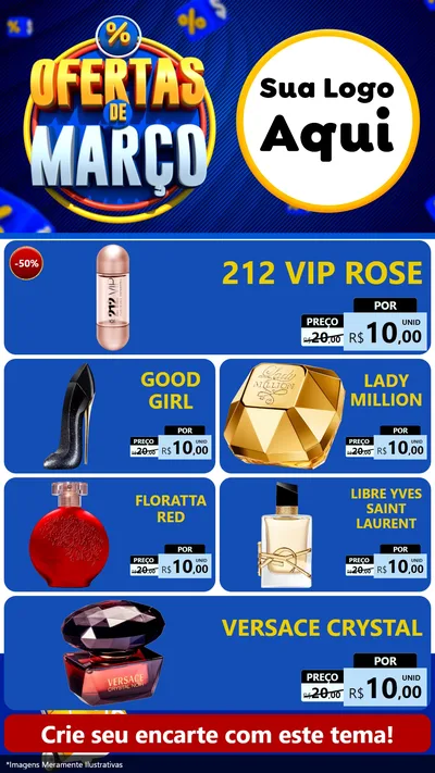 Modelo de TV para TV Vertical com o tema Ofertas de Março para Perfumes
