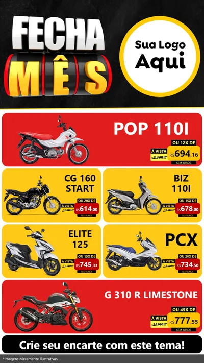 Modelo de TV para TV Vertical com o tema Fecha Mês para Concessionaria de Motos