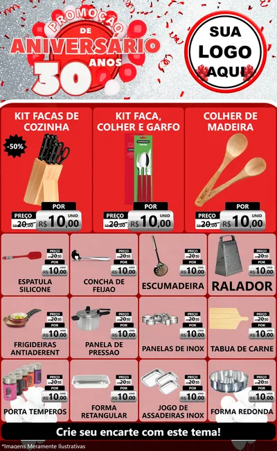 Modelo de Encarte para Encarte Grande com o tema Promoção de Aniversário - 30 Anos para Utilidades Domésticas