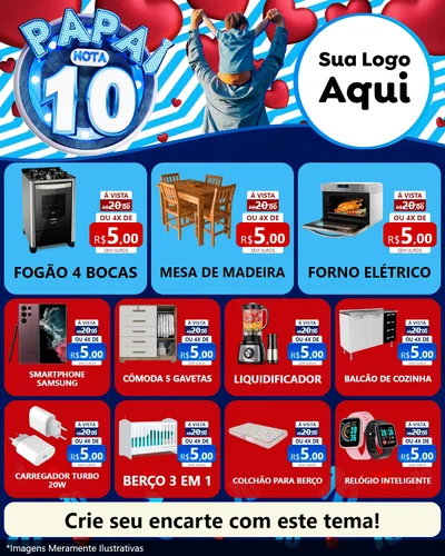 Modelo de Rede Social para Feed Instagram com o tema Papai Nota 10 para Móveis e Eletro