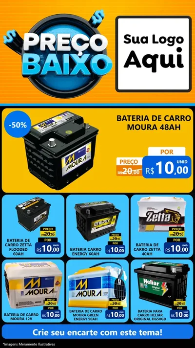Modelo de Rede Social para Stories com o tema Preço Baixo para Baterias Elétricas