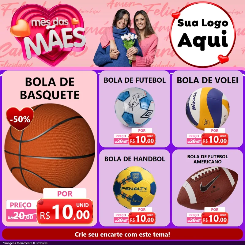 Modelo de Rede Social para Feed Facebook com o tema Mês Das Mães para Artigos Esportivos