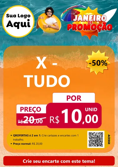 Modelo de Cartaz para Cartaz A4 Vertical com o tema Janeiro de Promoção para Hamburgueria