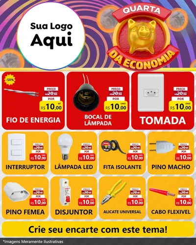 Modelo de Rede Social para Feed Instagram com o tema Quarta da Economia para Materiais Elétricos