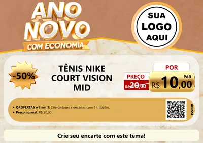 Modelo de Cartaz para Cartaz A4 Horizontal com o tema Ano Novo Com Economia para Calçados