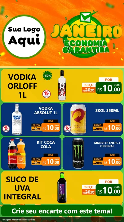 Modelo de TV para TV Vertical com o tema Janeiro - Economia Garantida para Distribuidora de bebidas