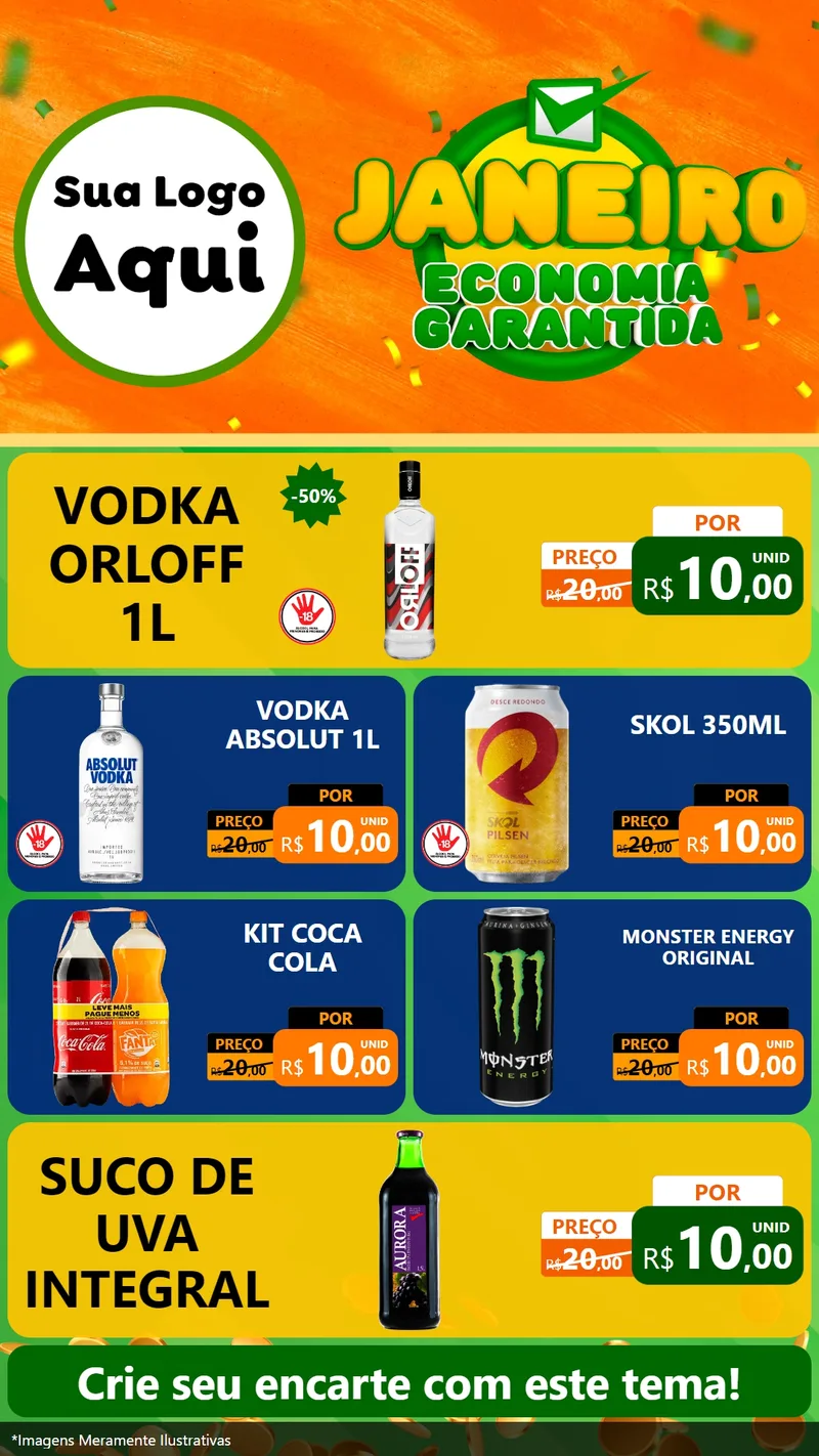 Modelo de TV para TV Vertical com o tema Janeiro - Economia Garantida para Distribuidora de bebidas