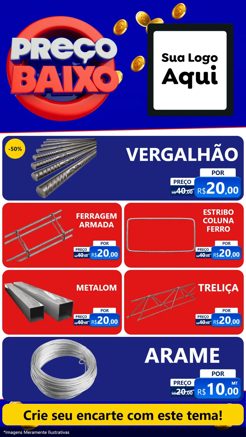 Modelo de TV para TV Vertical com o tema Preço Baixo para Ferragens