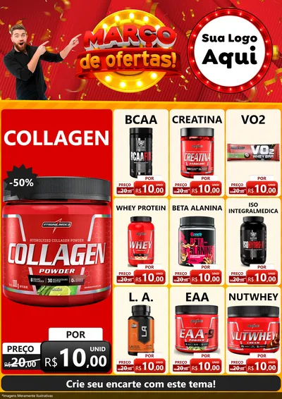 Modelo de Encarte para Encarte A4 Vertical com o tema Março de Ofertas! para Suplementos alimentares