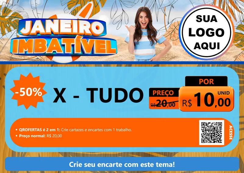 Modelo de Cartaz para Cartaz A4 Horizontal com o tema Janeiro Imbatível para Hamburgueria