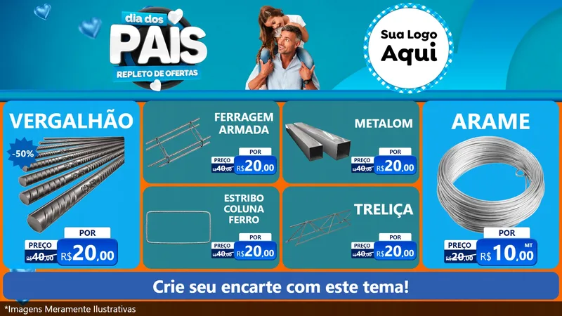 Modelo de TV para TV Horizontal com o tema Dia Dos Pais Repleto de Ofertas para Ferragens