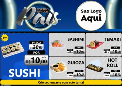 Modelo de Encarte para Encarte A4 Horizontal com o tema Sorteio Dia Dos Pais para Comida japonesa