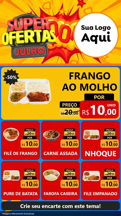 Modelo de Rede Social para Stories com o tema Super Ofertas Julho para Restaurante
