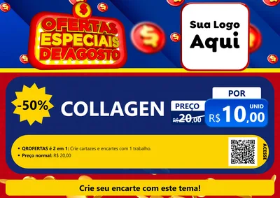 Modelo de Cartaz para Cartaz A4 Horizontal com o tema Ofertas Especiais de Agosto para Suplementos alimentares