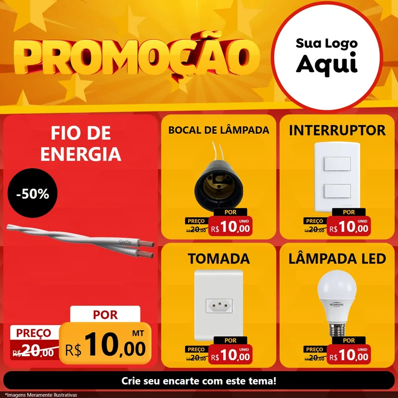 Modelo de Rede Social para Feed Facebook com o tema Promoção para Materiais Elétricos
