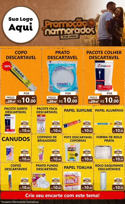 Modelo de Encarte para Encarte Grande com o tema Promoção Namorados para Embalagens