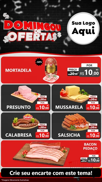 Modelo de TV para TV Vertical com o tema Domingou de Ofertas para Frios e Laticínios