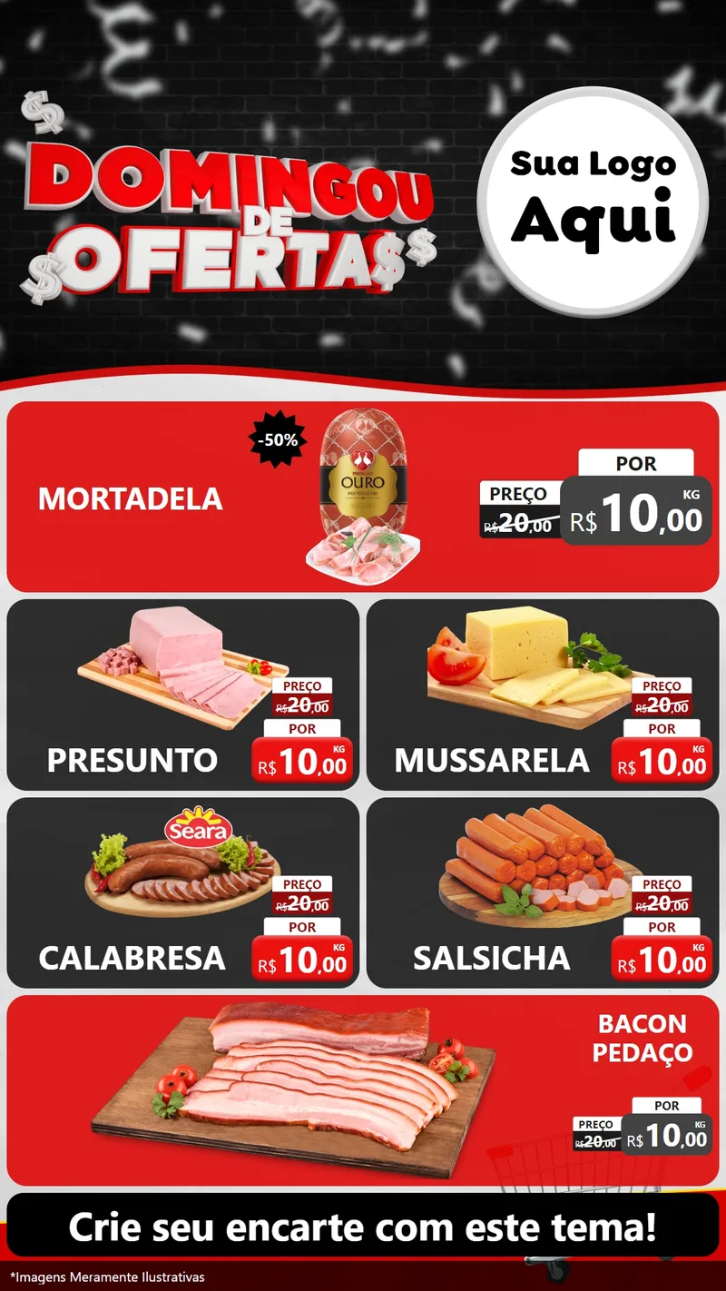 Modelo de TV para TV Vertical com o tema Domingou de Ofertas para Frios e Laticínios