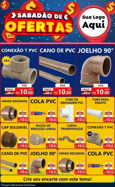 Modelo de Encarte para Encarte Grande com o tema Sabadão de Ofertas para Tubos e conexões