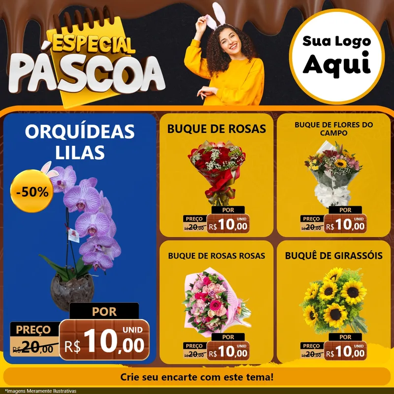 Modelo de Rede Social para Feed Facebook com o tema Especial Páscoa para Floricultura e jardim