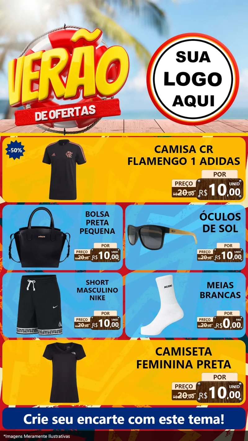 Modelo de TV para TV Vertical com o tema Verão de Ofertas para Roupas e acessórios