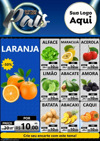 Modelo de Encarte para Encarte A4 Vertical com o tema Sorteio Dia Dos Pais para Hortifrúti