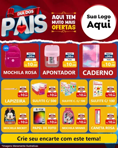 Modelo de Rede Social para Feed Instagram com o tema Dia dos Pais para Papelaria