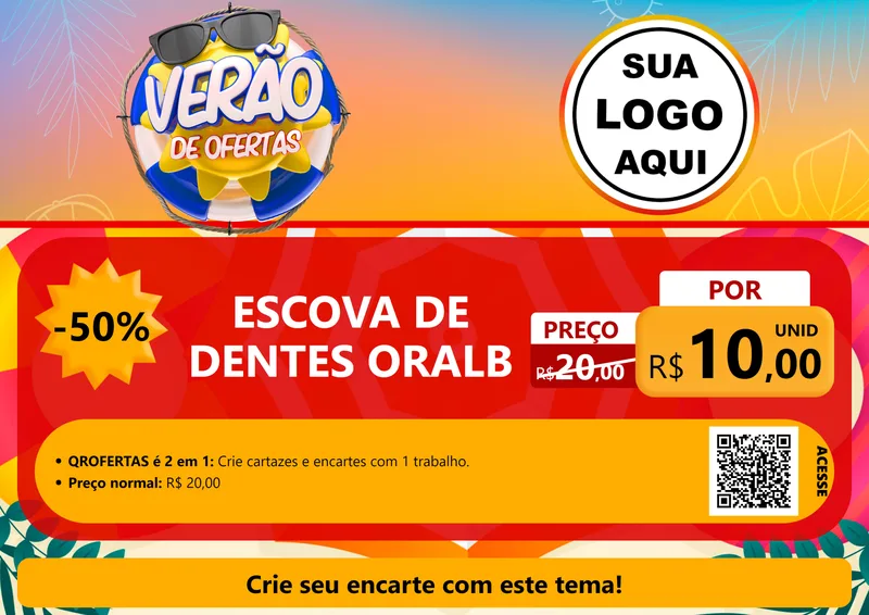Modelo de Cartaz para Cartaz A4 Horizontal com o tema Verão de Ofertas para Higiene Pessoal