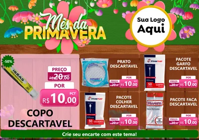 Modelo de Encarte para Encarte A4 Horizontal com o tema Mês da Primavera para Embalagens