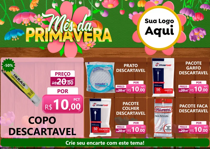 Modelo de Encarte para Encarte A4 Horizontal com o tema Mês da Primavera para Embalagens