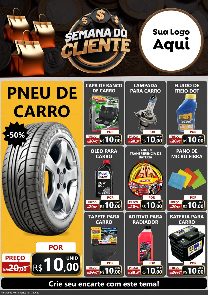 Modelo de Encarte para Encarte A4 Vertical com o tema Semana do Cliente para Auto peças
