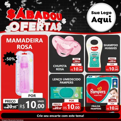 Modelo de Rede Social para Feed Facebook com o tema Sabadou de Ofertas para Bebês