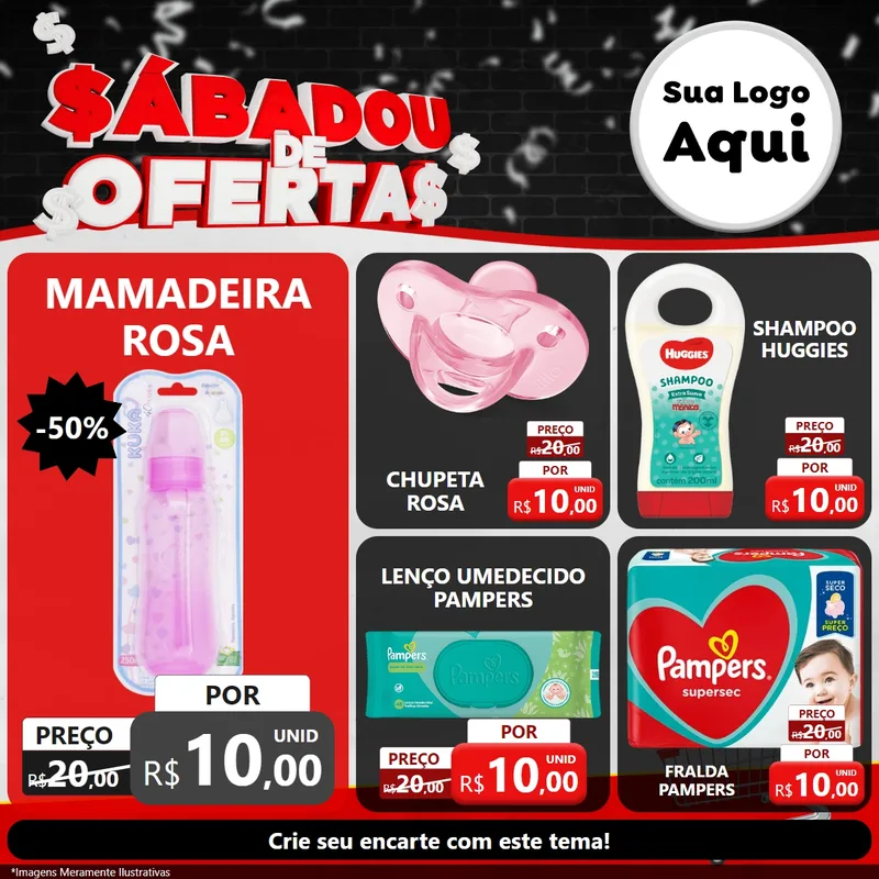 Modelo de Rede Social para Feed Facebook com o tema Sabadou de Ofertas para Bebês