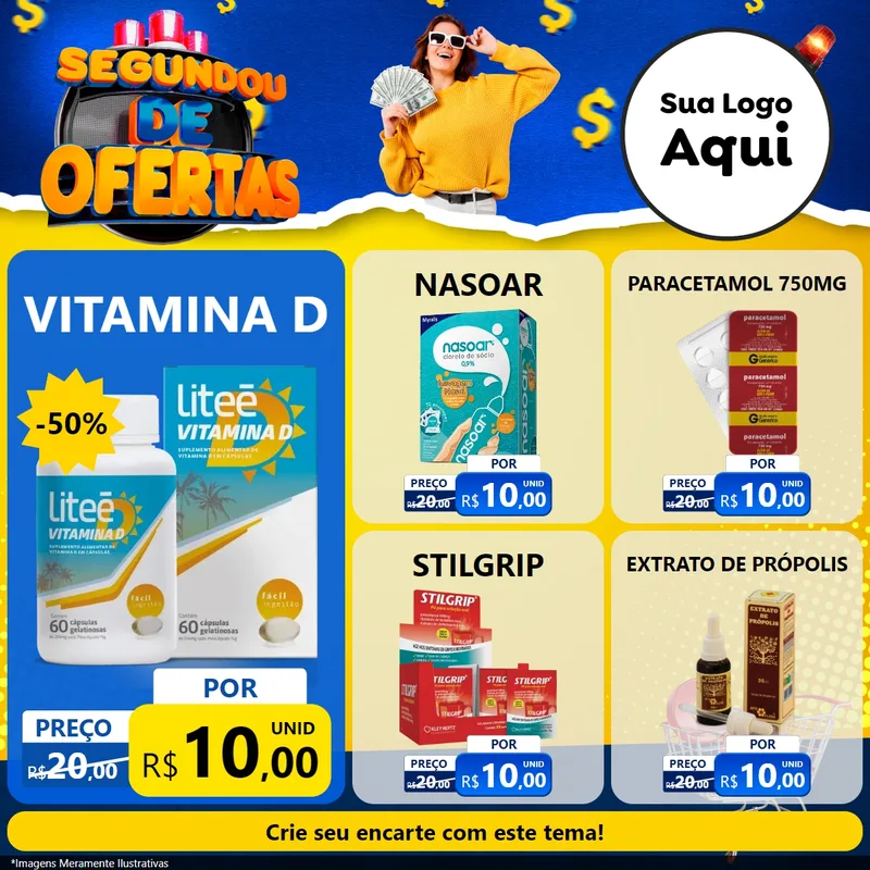 Modelo de Rede Social para Feed Facebook com o tema Segundou de Ofertas para Farmácia