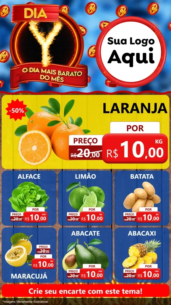 Modelo de Rede Social para Stories com o tema Dia Y - O Dia Mais Barato Do Mês para Hortifrúti