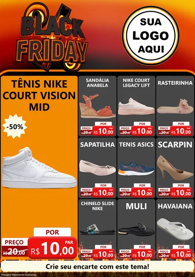 Modelo de Encarte para Encarte A4 Vertical com o tema Black Friday para Calçados