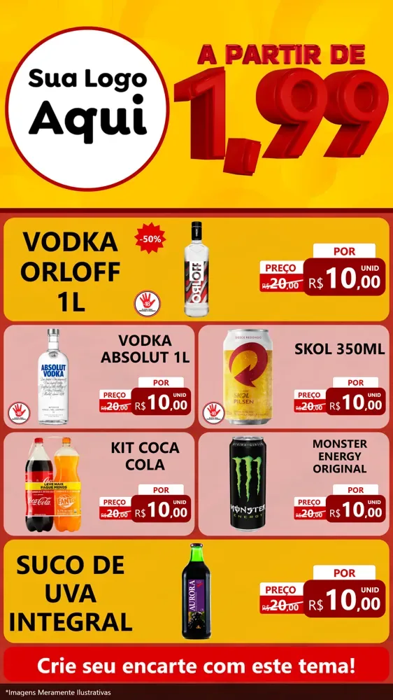 Modelo de TV para TV Vertical com o tema A Partir de Um e Noventa e Nove - 1,99 para Distribuidora de bebidas