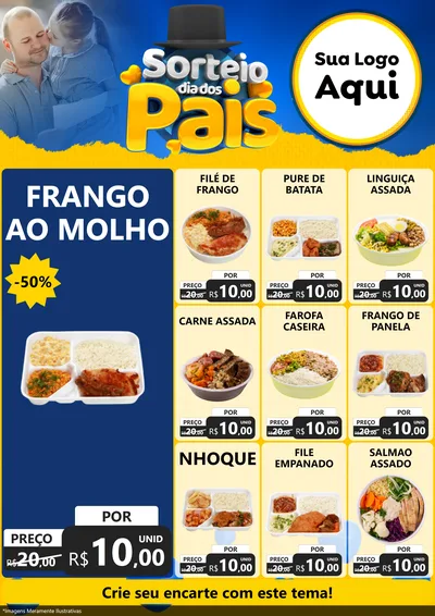 Modelo de Encarte para Encarte A4 Vertical com o tema Sorteio Dia Dos Pais para Restaurante