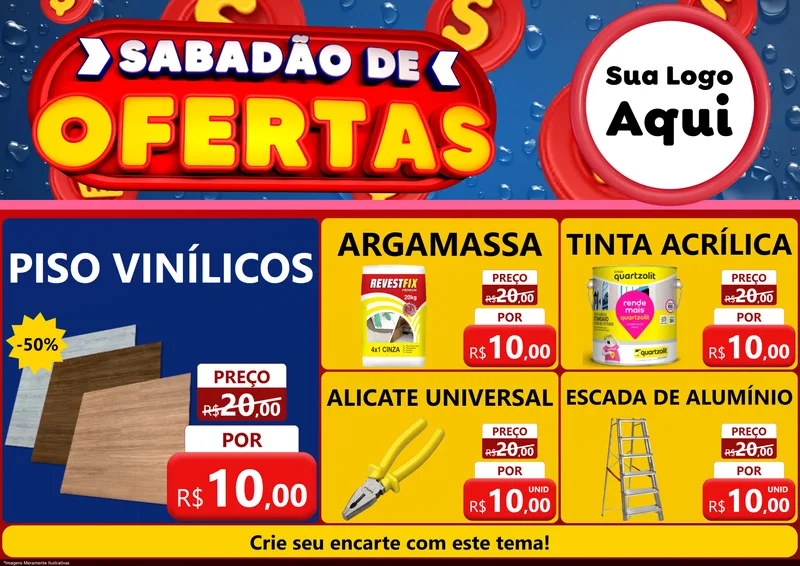 Modelo de Encarte para Encarte A4 Horizontal com o tema Sabadão de Ofertas para Material para Construção