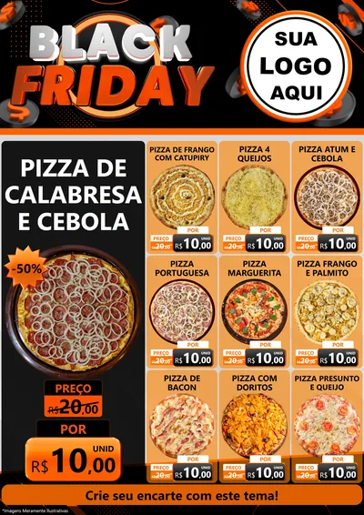 Modelo de Encarte para Encarte A4 Vertical com o tema Black Friday para Pizzaria